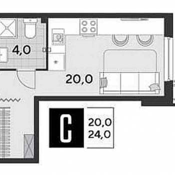 Продается 1-комнатная квартира, 24 м²