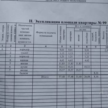 Продается 2-х комнатная квартира, 57,48 м²