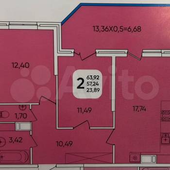 Продается 2-х комнатная квартира, 70 м²