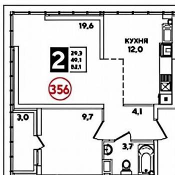 Продается 2-х комнатная квартира, 52,1 м²