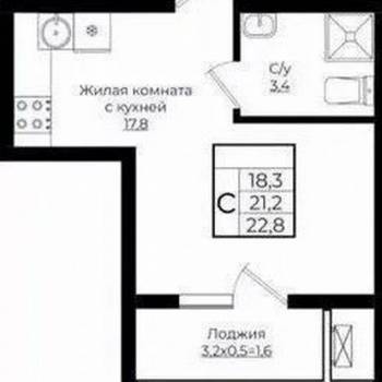 Продается 1-комнатная квартира, 23 м²