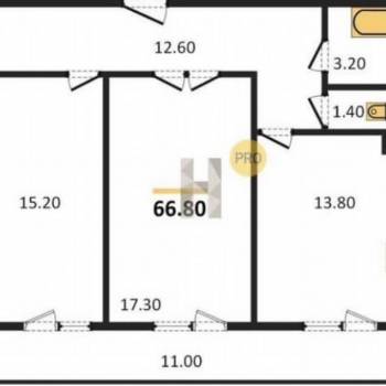 Продается 2-х комнатная квартира, 66,8 м²