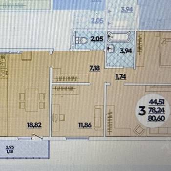 Продается 3-х комнатная квартира, 80 м²