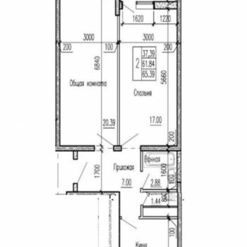 Продается 2-х комнатная квартира, 65,39 м²