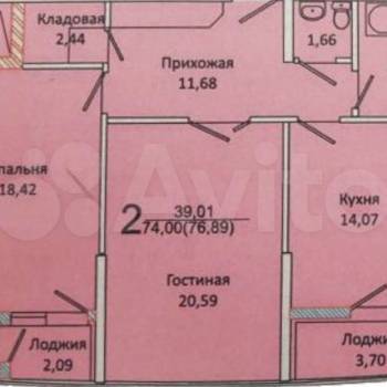 Продается 2-х комнатная квартира, 82 м²