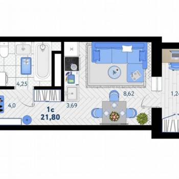 Продается 1-комнатная квартира, 21,7 м²