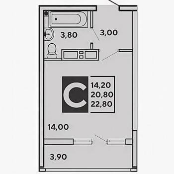 Продается 1-комнатная квартира, 24 м²