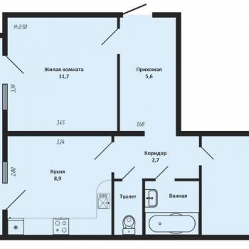 Продается 2-х комнатная квартира, 45,2 м²