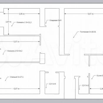 Продается Многокомнатная квартира, 111,9 м²