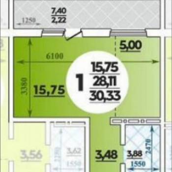 Сдается 1-комнатная квартира, 35 м²