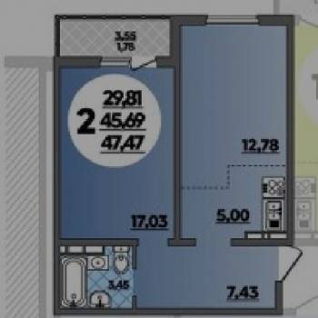 Сдается 1-комнатная квартира, 47 м²