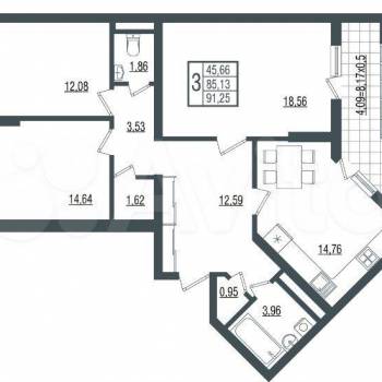 Продается 3-х комнатная квартира, 100 м²