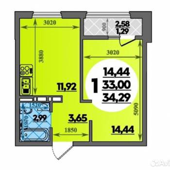 Сдается 1-комнатная квартира, 33 м²