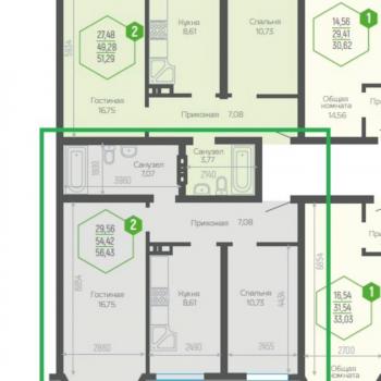 Сдается 2-х комнатная квартира, 54,2 м²