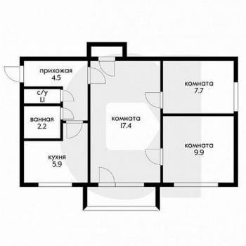 Продается 3-х комнатная квартира, 50 м²