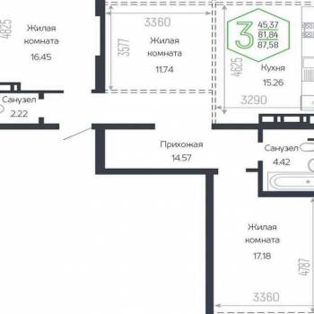 Продается 3-х комнатная квартира, 95 м²