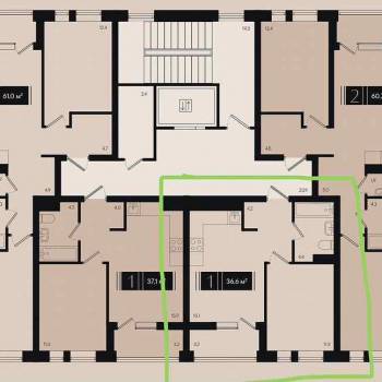 Продается 1-комнатная квартира, 36 м²