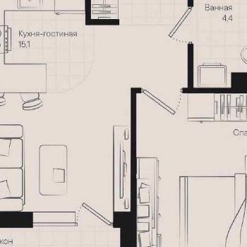 Продается 1-комнатная квартира, 36 м²