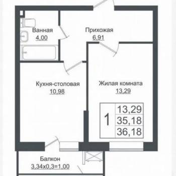 Сдается 1-комнатная квартира, 36,4 м²