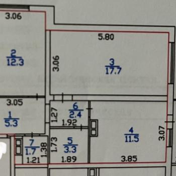 Продается 2-х комнатная квартира, 54,2 м²