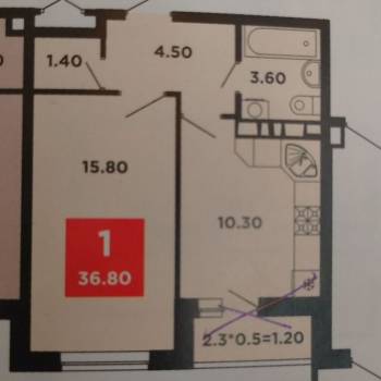 Продается 1-комнатная квартира, 36 м²
