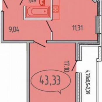 Сдается 1-комнатная квартира, 43 м²