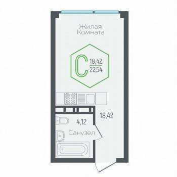 Продается 1-комнатная квартира, 23,3 м²