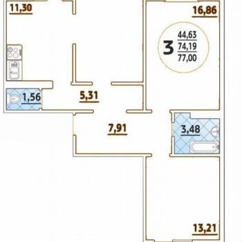 Сдается Многокомнатная квартира, 77 м²