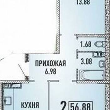 Продается 2-х комнатная квартира, 56,3 м²
