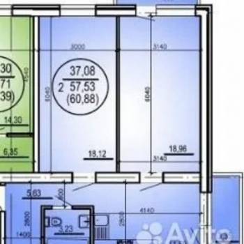 Продается 2-х комнатная квартира, 57,4 м²