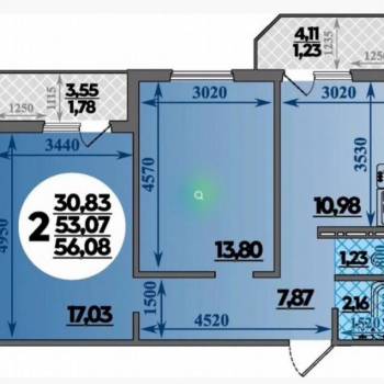Сдается 2-х комнатная квартира, 52,9 м²
