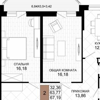 Сдается 2-х комнатная квартира, 67 м²