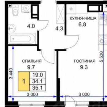 Продается 1-комнатная квартира, 36 м²
