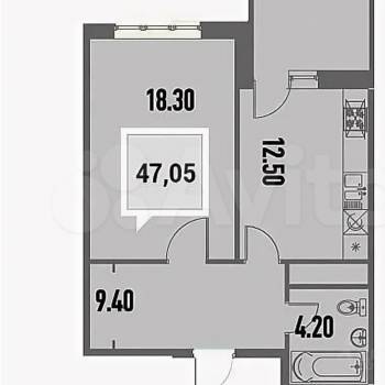 Продается 1-комнатная квартира, 47,1 м²