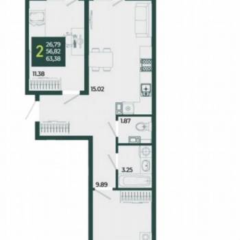 Продается 2-х комнатная квартира, 66,7 м²