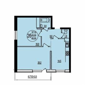 Продается 2-х комнатная квартира, 51 м²