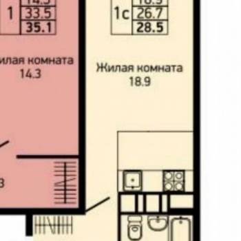 Продается 1-комнатная квартира, 28,5 м²