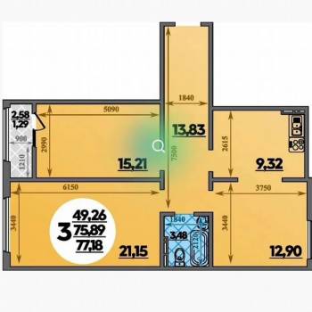 Продается 3-х комнатная квартира, 76 м²