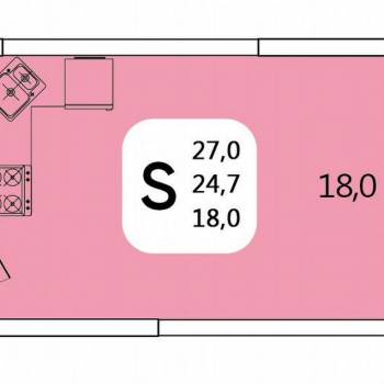 Продается 1-комнатная квартира, 27 м²