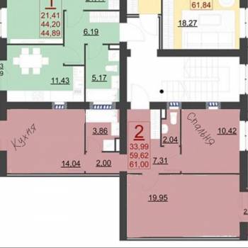 Продается 2-х комнатная квартира, 60,1 м²