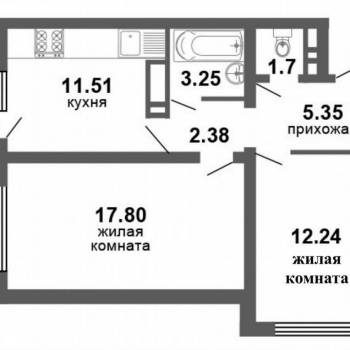 Продается 2-х комнатная квартира, 54,2 м²