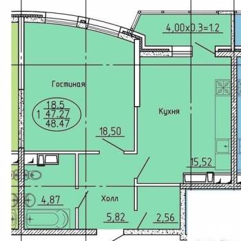 Продается 1-комнатная квартира, 48,8 м²