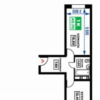 Продается 1-комнатная квартира, 43,13 м²