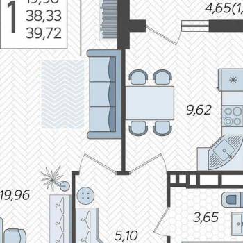 Продается 1-комнатная квартира, 39,7 м²