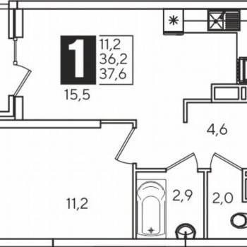 Сдается 1-комнатная квартира, 37,6 м²