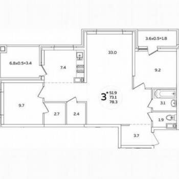 Продается 3-х комнатная квартира, 80 м²