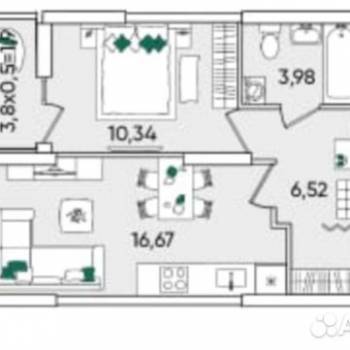 Сдается 1-комнатная квартира, 38 м²