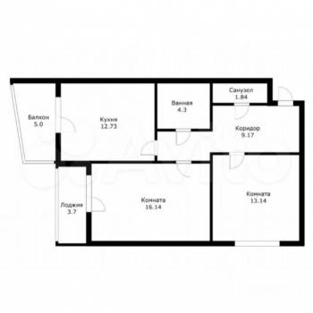 Продается 2-х комнатная квартира, 56,6 м²