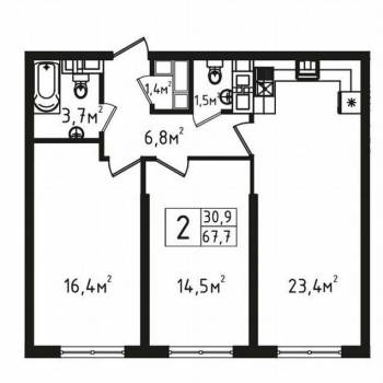 Продается 2-х комнатная квартира, 65 м²