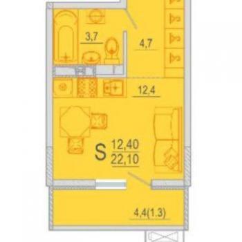 Продается 1-комнатная квартира, 22 м²